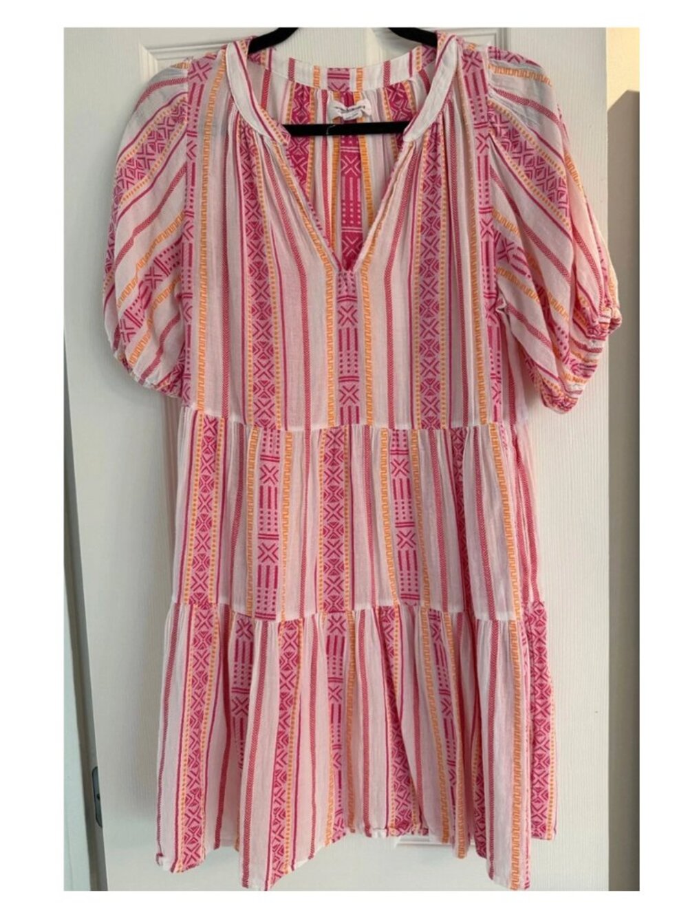 Velvet by Graham & Spencer Monique Patterned Cotton Jacquard Puff Sleeve Dress